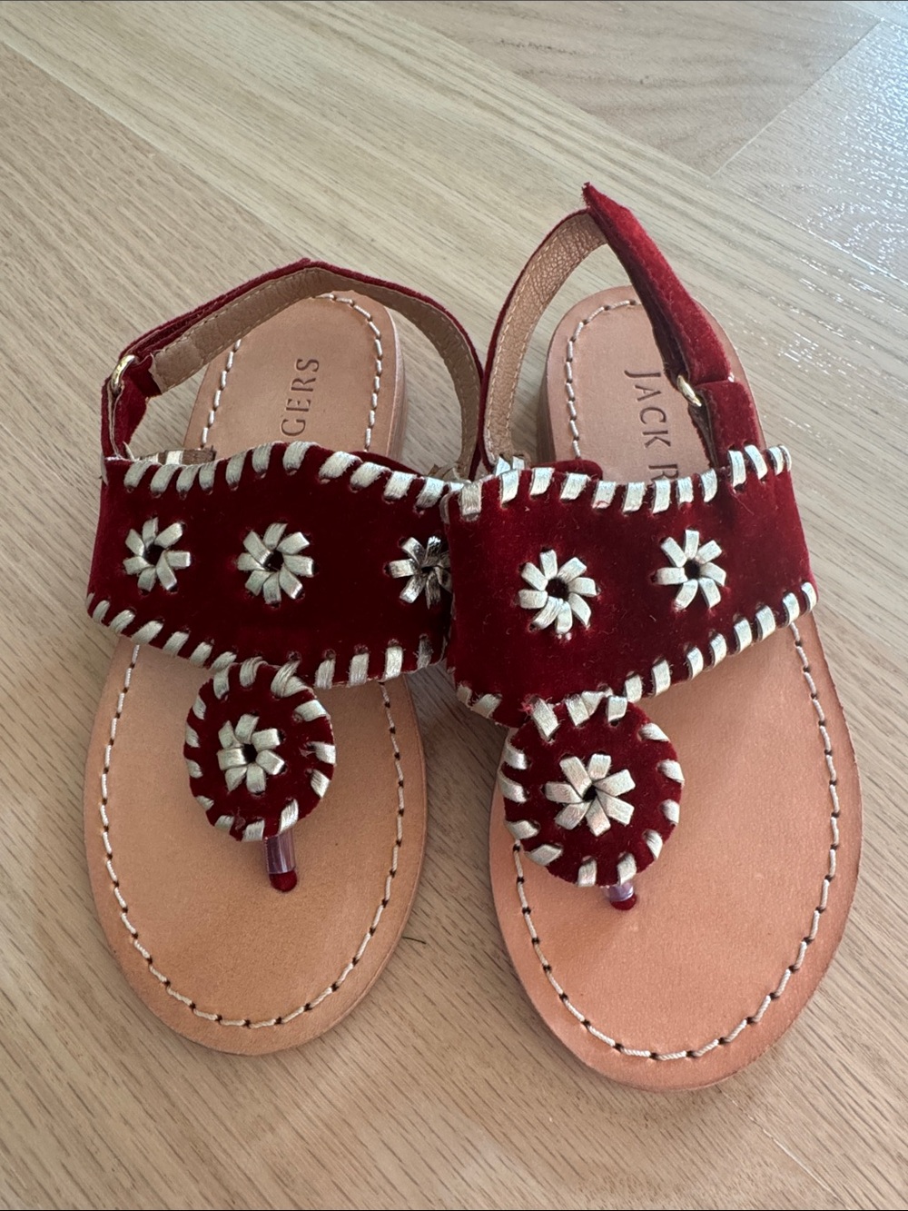 Jack Rogers | Kids Red Velvet Embellished Slingback Sandals